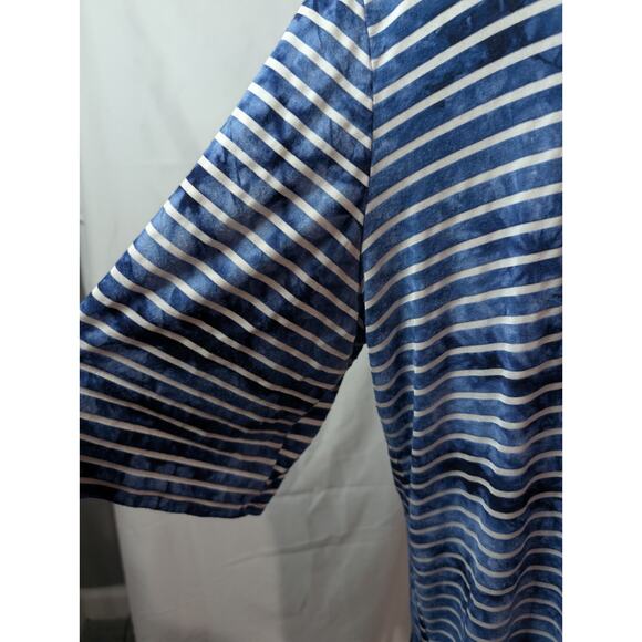 CJ Banks Cardigan Women's Plus Size 2XL Blue Open Striped 3/4 Sleeve Shirt Tunic - Picture 5 of 14